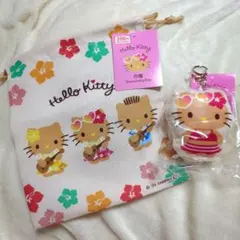 日焼けキティ巾着 クッションキーホルダー2点セット