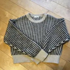 cepo ストライプ クロップドニットセーター