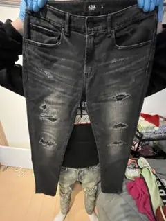 ゆ*ぐ様 AZUL ブラック ダメージデニムパンツXL