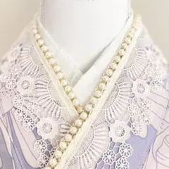 髪飾りに合わせて　卒業式袴　重ね襟パール　伊達襟レース　半衿フリル成人式振袖