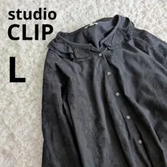 ⭐️studioCLIPスタジオクリップ⭐️刺繍切り替えフリル襟ブラウス 黒 L