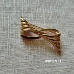 MONET ゴールドカラー リボンモチーフ ブローチのサムネイル