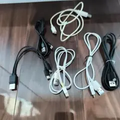 USBケーブル各種 マイクロUSB、USB-C、ライトニング　黒白6本