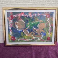 ☆障害者アート☆タイトル・ドッペルゲンガー ラメ入り アクリル絵の具 抽象画