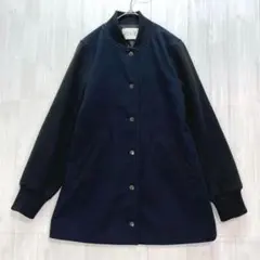 イーハイフンワールドギャラリー　スタジャン風ウールコート　紺　黒