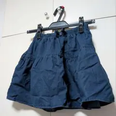 ティアードスカート ダークブルー ショートパンツ付き