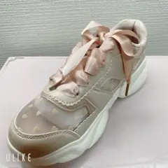ハート柄チュールスニーカー ピンクベージュMのサムネイル