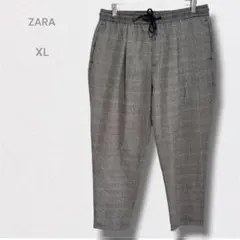【ZARA】イージーパンツ アンクル丈 チェック ウエストゴム テーパード XLのサムネイル