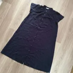 ナチュラルビューティーベーシック ワンピース チュニック 紺 無地 M シック