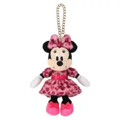 ディズニー ミニー ヒョウ柄 ぬいぐるみチャーム ピンク