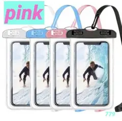 799防水スマホケース ピンク首掛け 水中撮影 タッチ可