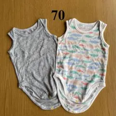 UNIQLO 袖なし　ノースリーブ　ロンパース　メッシュ　肌着　70