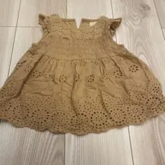 petit main 刺繍入りチュニック 90cm ベージュ