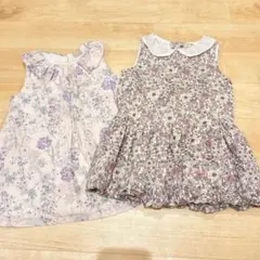 プティマイン　ワンピース　90 花柄　バルーンスカート