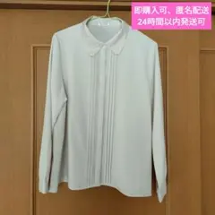 ​【新品タグ付き】GLACIER 衿刺繍ブラウス グレージュ LLサイズのサムネイル