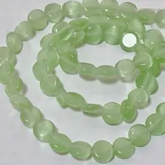 cs235/new！人工石◇キャッツアイ　コイン形　ライトグリーン　1連