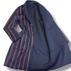 美品 トミーヒルフィガー 1719 ダブルフェイス チェスターコート ストライプ