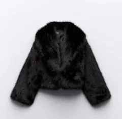 Zara 黒 ファーコートグロップドジャケット