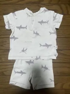 ジェラートピケ シャークモチーフ　セットアップ サメ柄 70～80cm