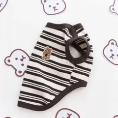 【24時以内発送】かわいいクマ刺繍入り・ボーダーニットタンク（イエロー）四季雑貨