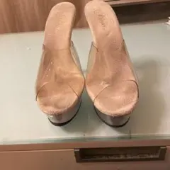 ベージュ オープントゥ ハイヒール