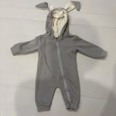 ウサギ耳付き　グレー　ロンパース