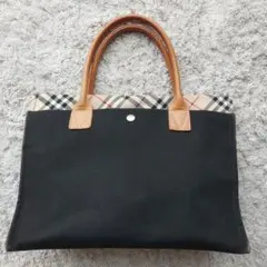 BURBERRY BLUE LABEL トートバッグ 黒 チェック柄