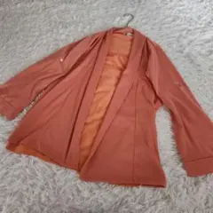 ミッシェルクラン カーディガン 長袖 リネン コットン オレンジ M 2way