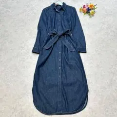 新品未使用✨ローレンラルフローレン デニムワンピース マキシ丈 リネン 麻 L POLO RALPH LAUREN】マキシデニムワンピース リネン ベルト - メルカリ