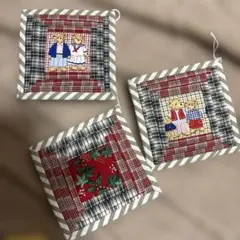 ハンドメイド　パッチワークコースター3枚