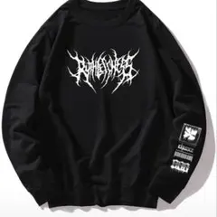 ブラック ロゴプリント 長袖トレーナー