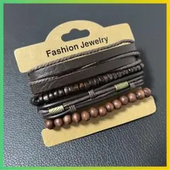 【新品】ブレスレット　ヴィンテージ　木　ウッド　アジアン　インディアン　ビーズ