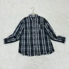 美品✨ テチチ チェック シャツ 長袖 ブラック モノトーン 春 秋 大きめ