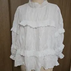 イザベルマラン　ホワイトフリル長袖シャツ