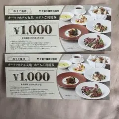 大倉工業 株主優待券 オークラホテル丸亀 ホテル利用券 2000円