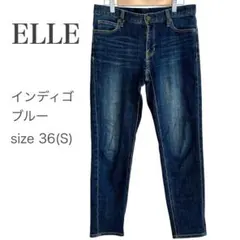美品 ELLEparisエル ストレートデニム ストレッチ インディゴブルー36のサムネイル