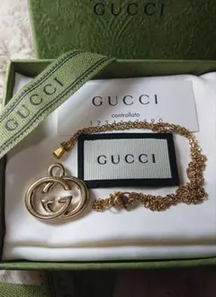 正規 美品】GUCCI GGロゴインターロッキング 金色/ネックレスチェーン 