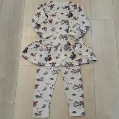 H&M 90cm 動物プリント 長袖ワンピースとレギンスセット