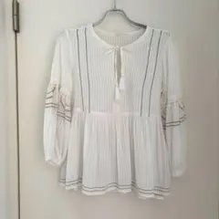 【GAP】ギャップ エスニック刺繍ブラウス チュニック コットン ホワイト XS