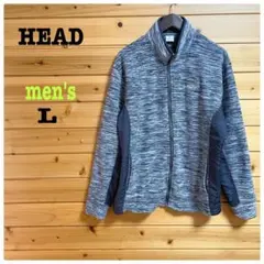 HEADフリースジャケットスタンド襟 スゥエット ロゴ刺繍 裏起毛 グレー系L