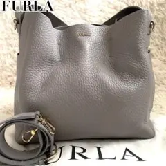 極美品✨ フルラ ショルダーバッグ 2way カプリッチョ レザー 袋付 グレー