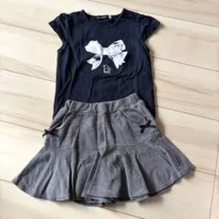 Bebe オーガンジーリボンTシャツ・キュロット　110㎝