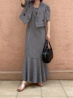 nice claup ギンガム マーメイドワンピース ジャケット セットアップ