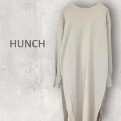 【ハンチ】ロングワンピース M 切替デザイン 異素材　ドッキング プリーツ