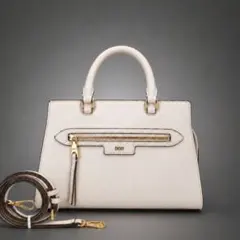 超美品✨DKNY ダナキャラン 2way ハンドバッグアイボリー サフィアーノ