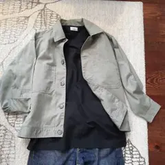メンズコットンジャケット　ダブルポケットシャツ　GU 　S　オーバーサイズ　薄緑
