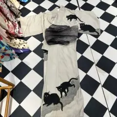 ゴフクヤサン黒猫プリント ベージュ 訪問着 絵羽） 着物 AK041784S | ゴフクヤサン,着物 | ゴフクヤサン