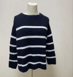 INDIVI インディヴィ ドロップショルダー ボーダーニット レディース