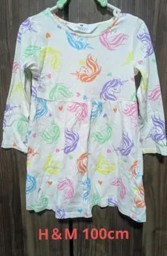 H&M ユニコーン柄 長袖ワンピース 100cm