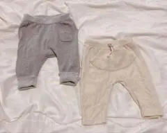 ZARA BABYコットンパンツ2枚セット60 1-3M グレー アイボリー